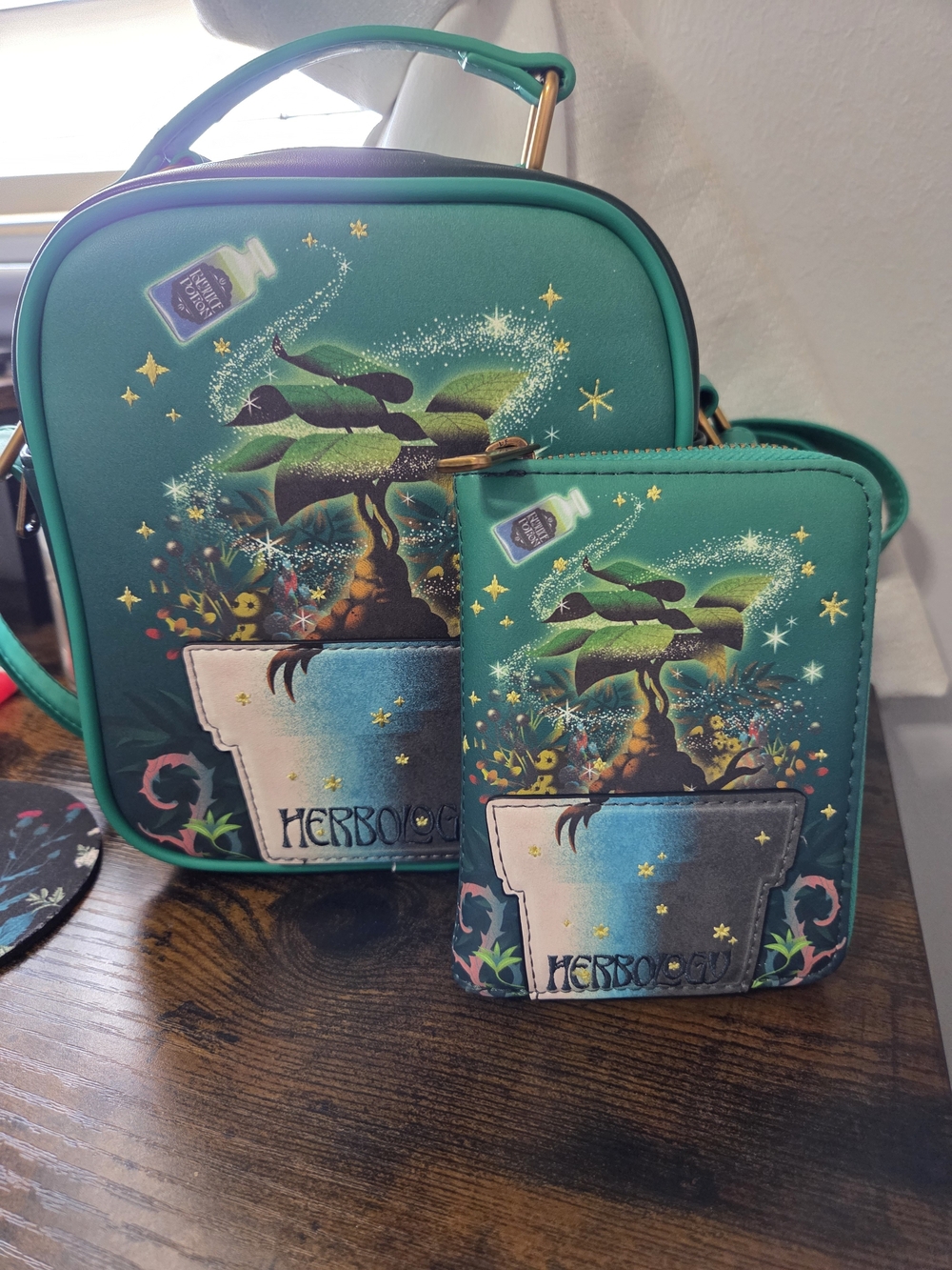 Loungefly Harry Potter Teal Herbology Crossbody and Wallet Set